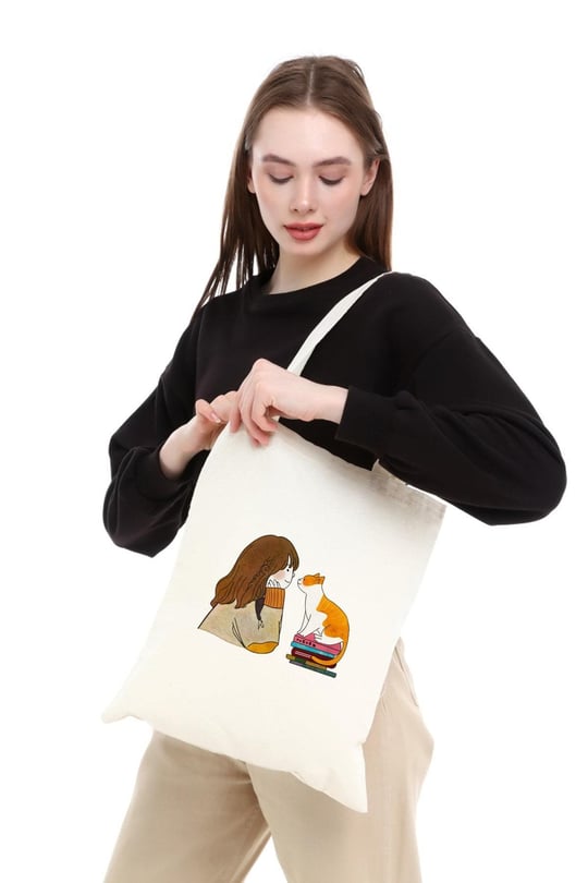 Canvas Tas - Kat & Meisje
